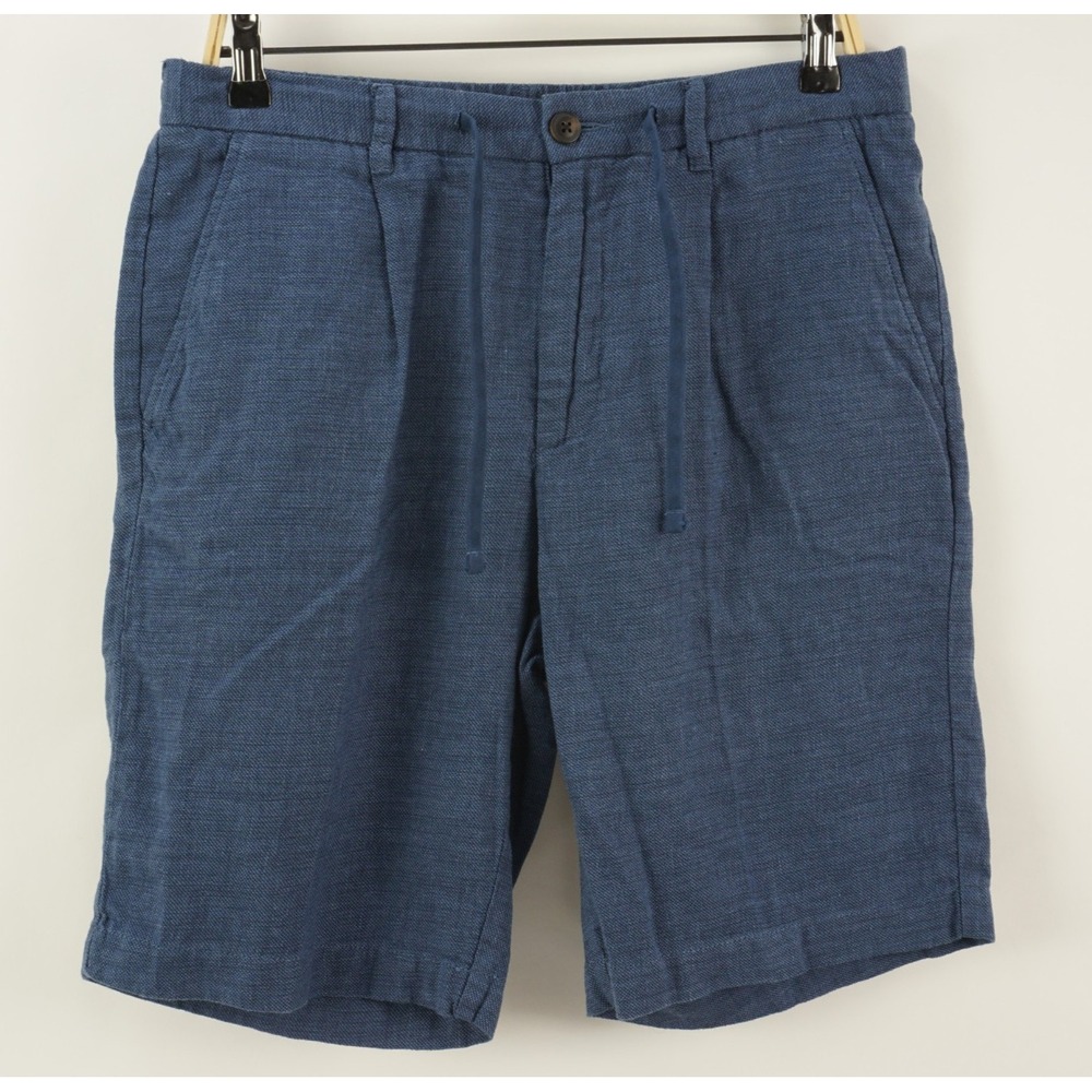 Devred 1902 Men's US 32 x 10 Blue Linen Blend Textured Lightweight Chino Shorts